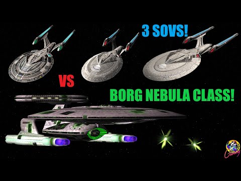4K Borg Nebula Class VS All 3 Sovereign Versions - Star Trek Ship Battles - Both Ways -
