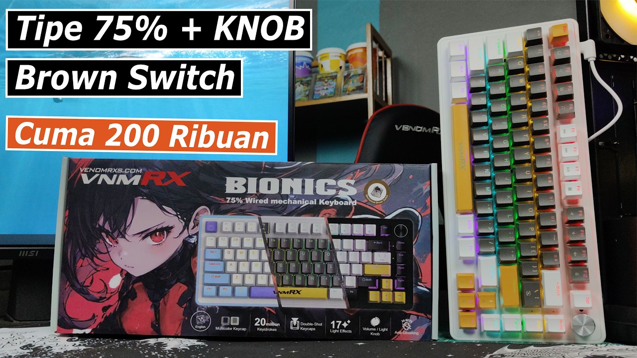 Review VenomRX Bionic Keyboard Gaming Mechanical Tipe 75% dengan KNOB