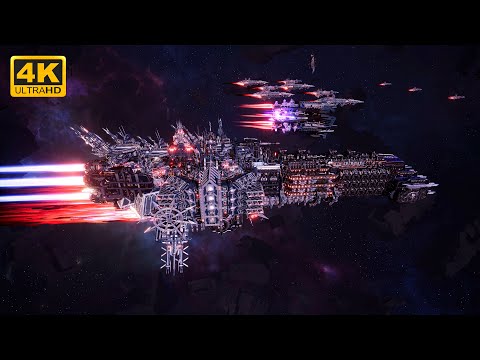 Dark Mechanicum vs Necrons - Skalgrim Mod - 4K Quality - Battlefleet Gothic Armada 2