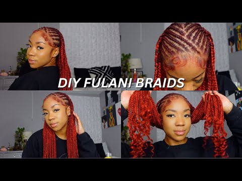 DOING MY OWN FULANI BRAIDS ON RED HAIR (HOW TO BRAID...