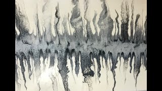 Ghost Pour Acrylic Painting in Metallic Silver, Black and Pearl - Part 1