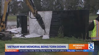 Crews tear down Orange County memorial for Vietnam War veterans