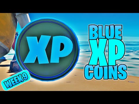 Blue XP COINS All 3 Locations - Week 9 - Chapter 2 Season 4 - Fortnite