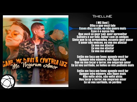 MC Davi, Gaab e Cynthia Luz - Me Negaram Amor (LETRA/SEGMENTO)