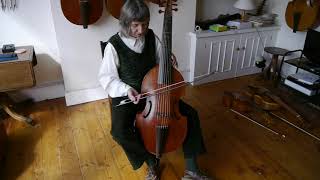 Holding a 7-string viol with Alison Crum