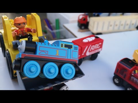 Wooden Train, Thomas, Brio, Fire Truck, ASRM, Trigger Dump Trucks Assembly Toy Vehicles for Kids Video