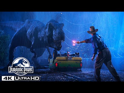 The T. Rex Escapes the Paddock in 4K HDR | Jurassic Park