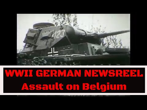 1940 GERMAN NEWSREEL  ATTACK ON BELGIUM & FORT EBEN-EMAEL  WWII BLITZKRIEG  32590c