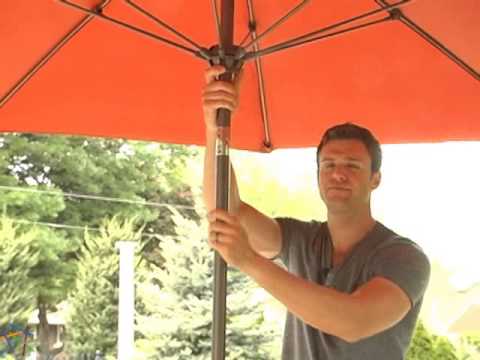 Coral Coast 9 ft  Push Button Tilt Wind Resistant Patio Umbrella - Product Review Video