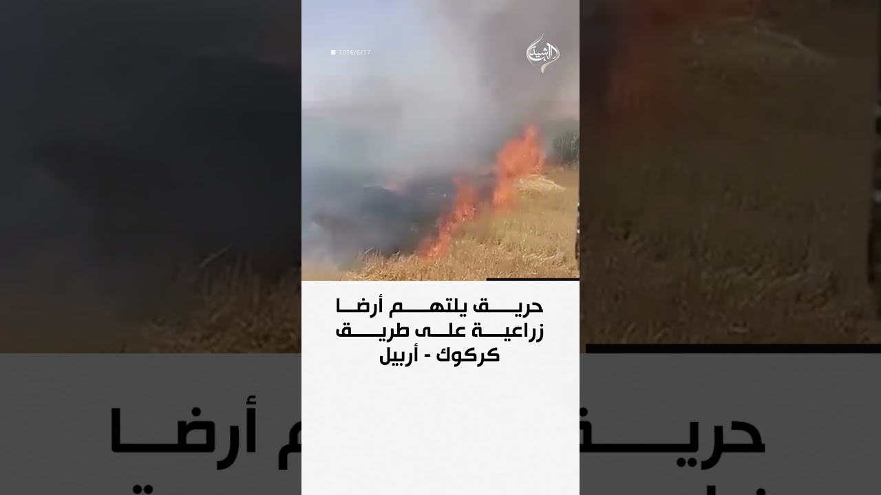 فيديو | حريق يلتهم أرضا زراعية على طريق كركوك - أربيل