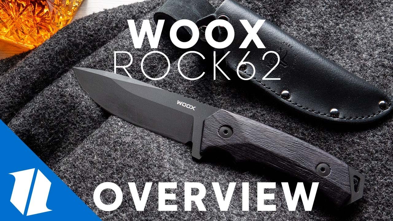 WOOX Rock62 Fixed Blade Knife Engraved Walnut Wood (4.5" Black)