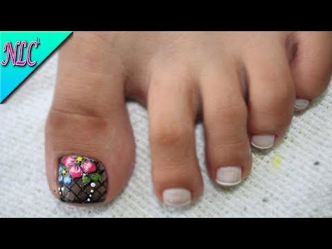 DECORACIÓN de UÑAS PARA PIES AHUMADO Y FLORES♥ – FLOWERS NAIL ART – SMOKED NAIL ART – NLC
