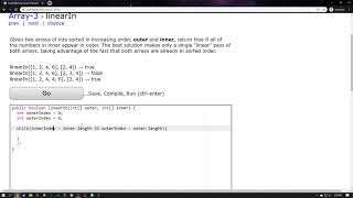 Download the video "Coding Bat Java - Arrays 3 - linearIn"