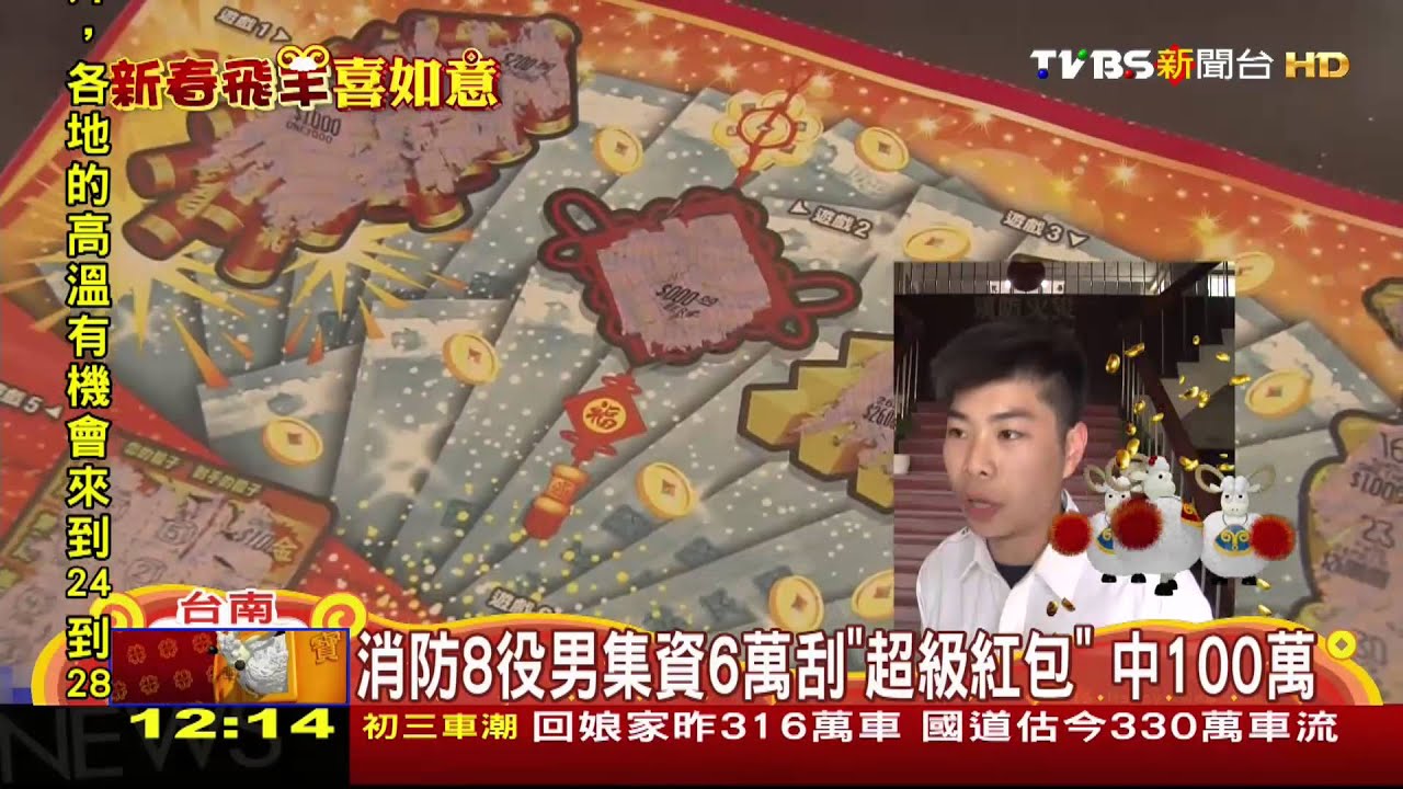 消防8役男集資6萬刮「超級紅包」　中100萬
