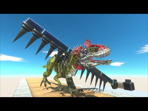 Rotating Blade and death piercer in a dangerous path for animals - Animal Revolt Battle Simulator