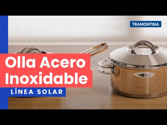 Olla alta Tramontina Solar de acero inoxidable fondo triple con tapa y asas  20 cm 4,6 L