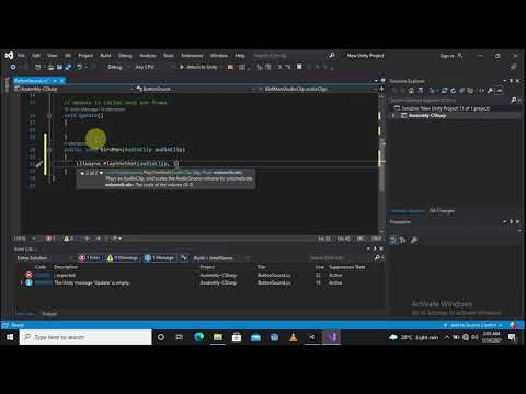 Unity Game Engine Adding Sound To Button