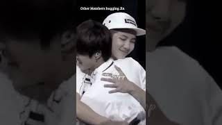 The way Taehyung pulled Jin for hug and not leaving him *poor jin* 😂.
