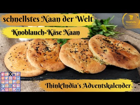 [Deutsch-EN CC] indisch Kochen : schnellstes Naan der Welt| Knobi-Käse Naan| einfaches Naan Rezept|