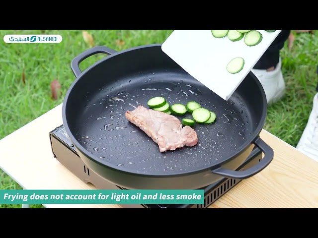 قدر قلي المونيوم بطبقة غير لاصقة 40 سم - متين ويوزع الحرارة بالتساوي، سهل التنظيف، آمن وسهل الحمل،ضمان سنتان