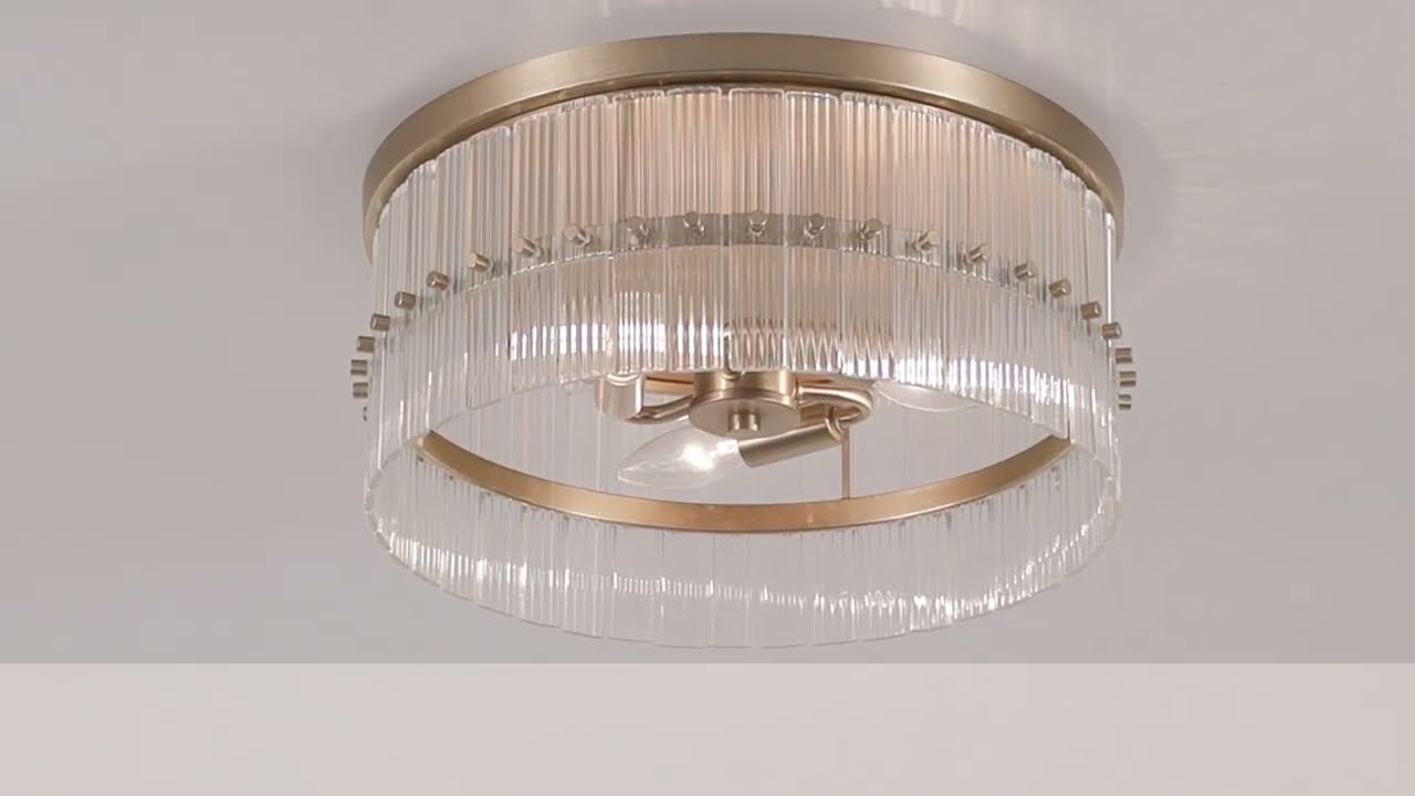 Video 1 Watch A Video About the Possini Euro Emerson Matte Brass Glass 3 Light Ceiling Light