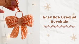 Easy crochet bow keychain, coquette crochet keychain tutorial