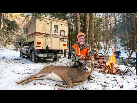 72 HOURS winter truck camping and hunting in freezing temperatures