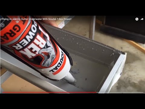 Fixing A Leaking Gutter Underwater With Soudal T-Rex Power!