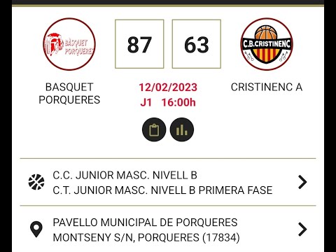 BÀSQUET PORQUERES vs CB CRISTINENC