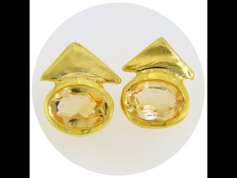 Cercei Stud Agint 925 Aurit Citrin Natural - Rafinament Modern