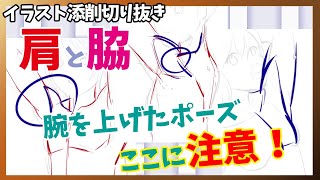 【体の描き方:肩と脇】難しい腕を上げたポーズは筋肉の繋がり方に注意!