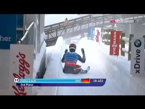 Felix Loch crash on finish in BMW Sprint World Cup 2016/2017 Park City (USA) 17.12.2016