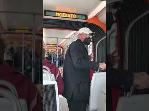 Tram journey from Floisvos Park in Palaio Faliro Athens to Aghia Triada in Piraeus