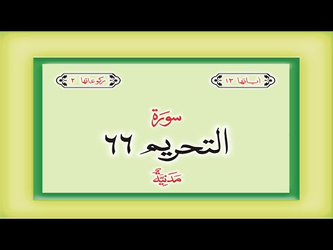Surah 66 Chapter 66 At Tahrim  HD complete Quran with Urdu Hindi translation