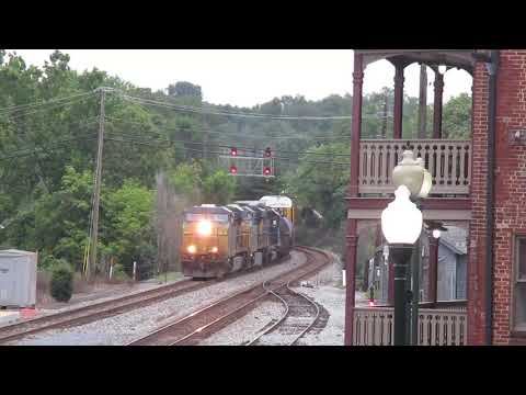 old chessie leads freight train plus a crew change