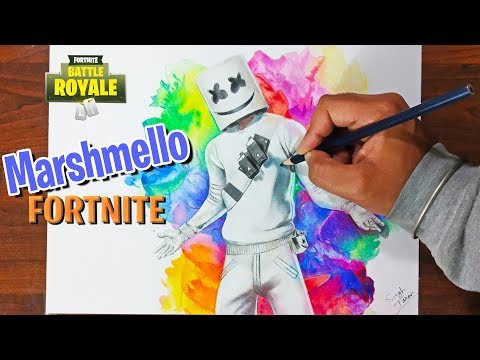 How To Draw Fortnite Marshmello Skin Youtube - how to draw fortnite marshmello skin art for kids hub video
