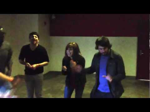 Pentatonix sing 'Without You' in a parking garage from PTXofficial facebook page