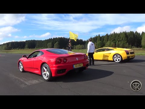 Ferrari 360 Modena VS Lamborghini Gallardo   DRAG RACE + Accelerations