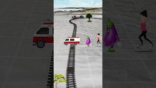 Eggplant is following the ambulance when the train is approaching fast | Eggplant in Pot#train🚂video