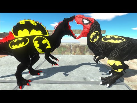 BATMAN SPINO vs BATMAN T-REX DEATH RUN - Animal Revolt Battle Simulator
