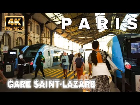 🇫🇷Paris, France  Summer Walking Tour 4K - Boulevard Haussmann - Paris Gare Saint-Lazare