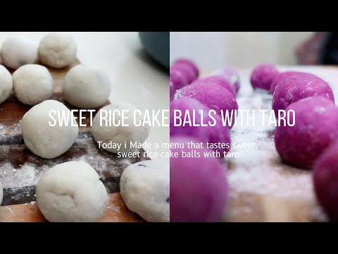 sweet rice cake balls with taro