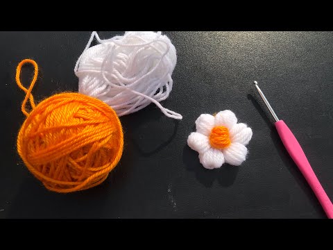 Crochet puffy Flower Making tutorial #craftersarwat #crochetpuffyflower #tutorials 