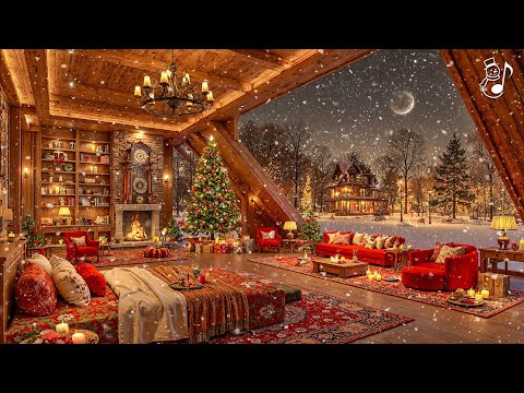 Peaceful Christmas Music for Relaxation 🎄 Beautiful Christmas Ambience 🔥 Warm Fireplace & Soft Snow