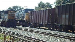 preview picture of video 'CSX Rock Train Passes Another Rock Train And Industrial Train Part 2'