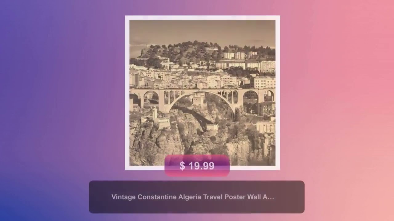 Vintage Constantine Algeria Travel Poster Wall Art | Constantine Home Decor | Constantine Retro P...