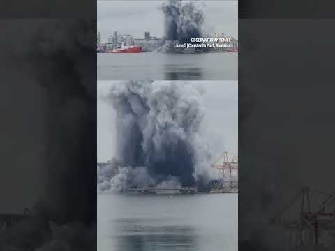 Ukrainian maritime drone explodes at a Romanian Black Sea port