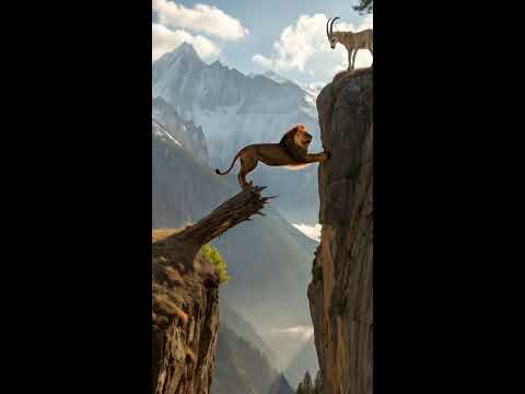 Cliffside Showdown: Lion vs Goat