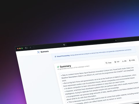 Sumora - AI Powered Summarizer Tool | Built in v0.app