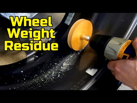 Remove wheel weight sticker residue with this drill attachment.